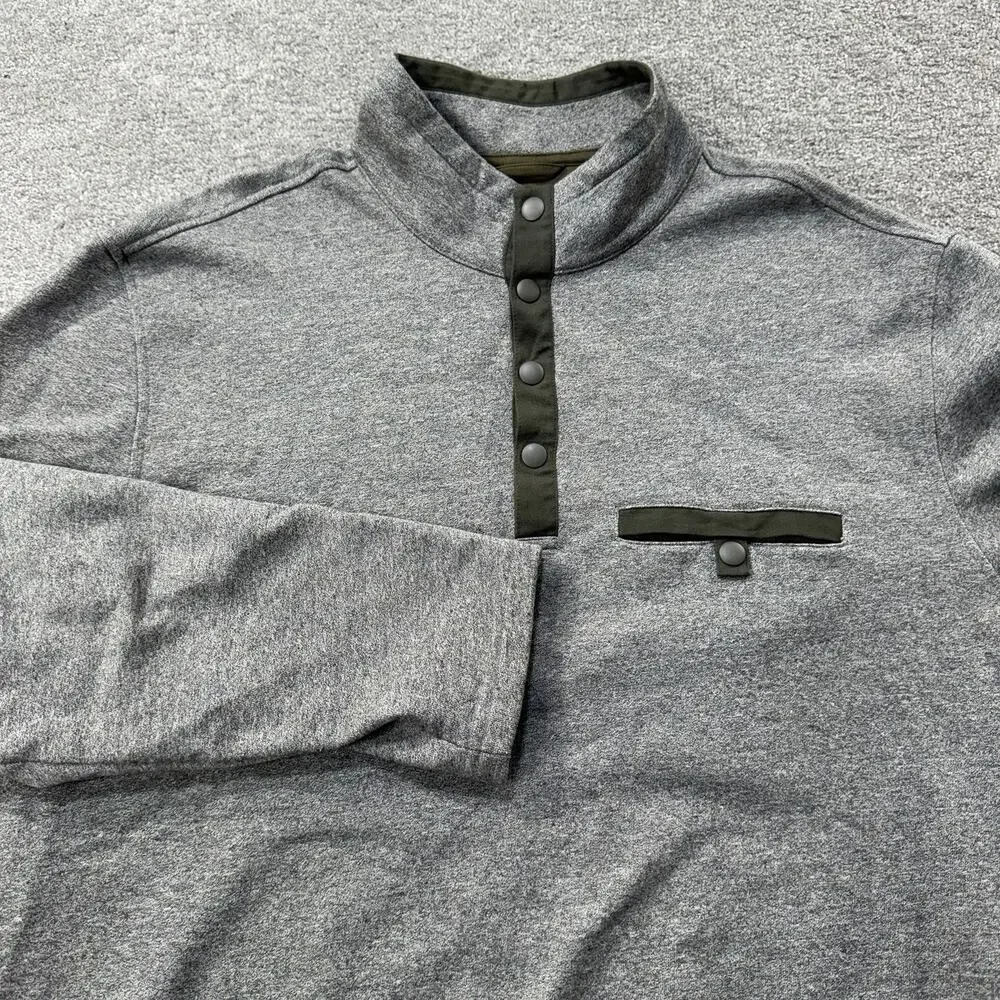 UNTUCKit‎ Parkson Gray Snap Mock Neck Pullover XX-Large Cotton Blend Fleece Knit